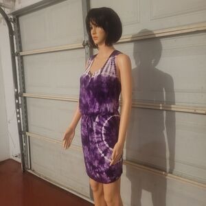 Purple Tie-Dye Sleeveless Dress